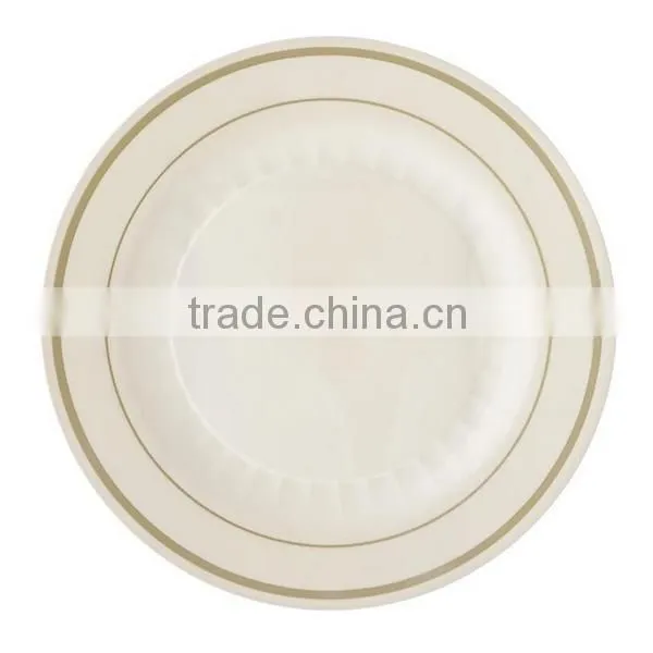 6'' Round Disposable Plastic Plate With Gold and Silver Rim photo-5