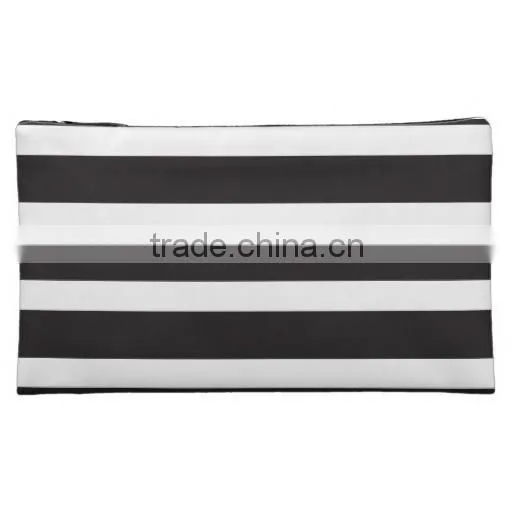 Custom Black & White Striped Makeup Bag photo-2