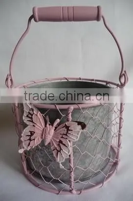 Colorful Round Mesh Wire Basket With Zinc Pot photo-4