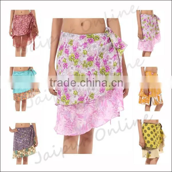 Buy Mini Silk Wrap Skirt / Magic Wrap Skirt At JaipurOnline