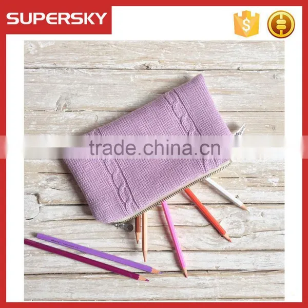 C1586 Women Knit Clutch Purse Cosmetic Bag Knitted Pencil Case Knit Zipper Pouch photo-4