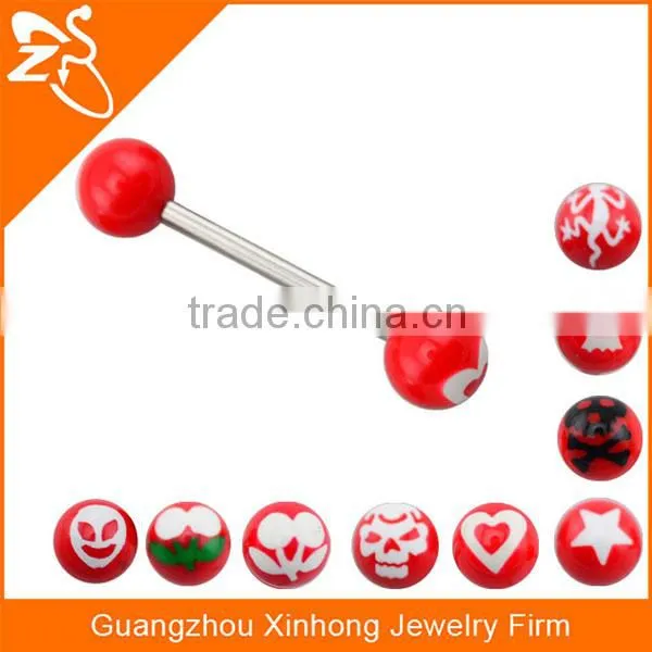 Wholesale Cheap Tongue Piercings Jewelry Free Sample Blue Acrylic Skull and Lizard Tongue Rings photo-5