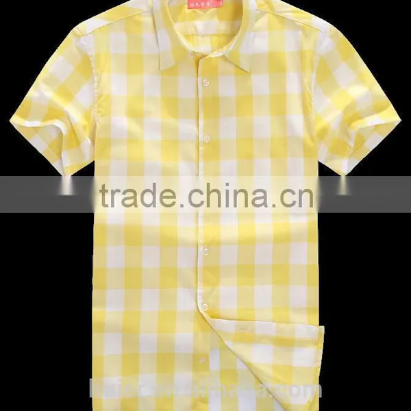 Fashion Design Polyester Cotton Fabric Check Shirt photo-5