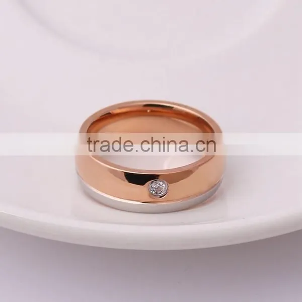 Beautiful Fashion Full Stainless Steel Gem Engagement Ring photo-2