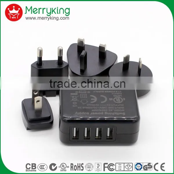 Four Port Usb Charger 5v 4.2a 4.8a 2a 2.1a White Color ul ce Certified