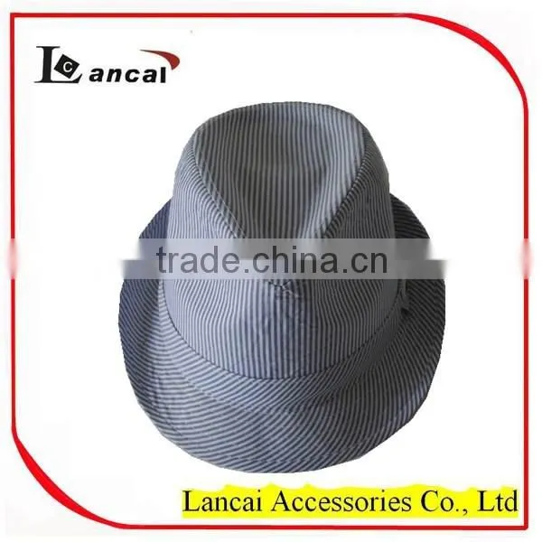 2016 Wholesale Navy and White Stripe Mens' Trilby Hat photo-3