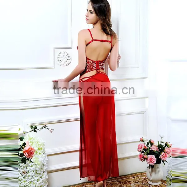 Top Quality Long Tube Red Mature Sexy Hot Fashion Show Lingerie photo-3