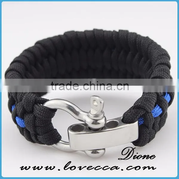 Black Ajustable Stainless Steel Shackles for Survival Paracord Bracelet With Logo photo-4
