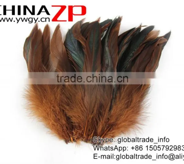 Gold Supplier CHINAZP Bulk Sale Top Quality Colored Brown Chicken Half Bronze Rooster Schlappen Feathers photo-2