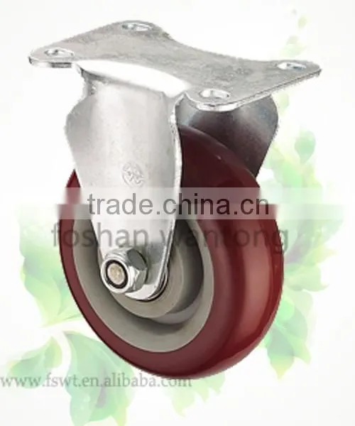 Black Stent Medium Duty Polyurethane Fixed Hardware Caster Wheel photo-4