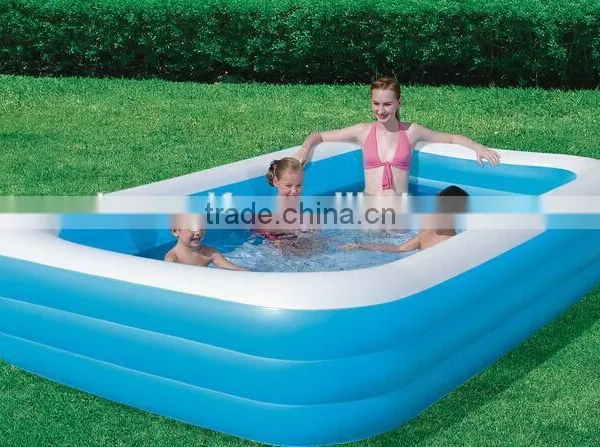 Giant Inflatable Pools Family Swimming Pool 4 Rings Square Paddling Pool PVC Inflatable Rectangular Pool