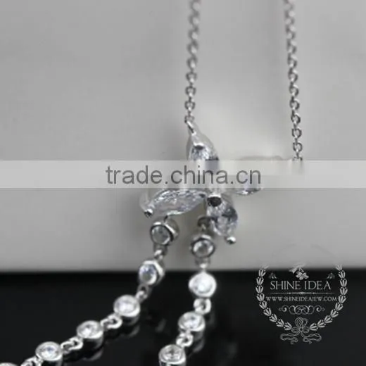 925 Sterling Silver Zircon Leaf Branch Creative Pendant Necklace Fashion Women Necklace Jewelry 6360466 photo-3