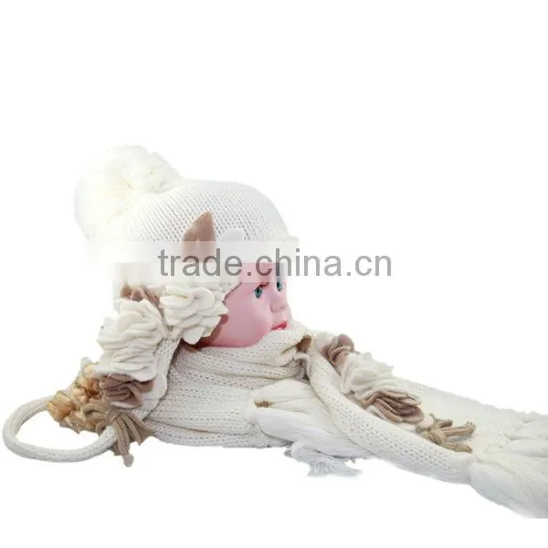 Kids Girls Winter Knit Scarves Knitted Cap Knit Hat