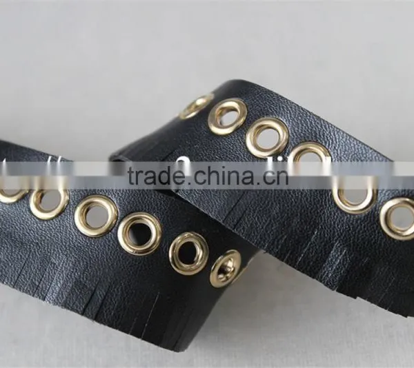 New Design With Light Gold Metal Eyelet Handwork Tassel Lace Trim for Sale photo-3