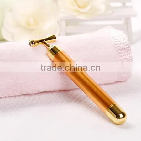 T Shaped Mini Hanheld Vibrating Massager Roller 24K Gold Beauty Massage Bar Facial Anti-wrinkle Roller photo-5