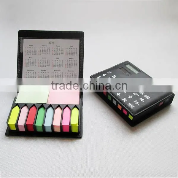Faux Leather Case Planner Sticker Memo Note Pad Calendar Set Calculator