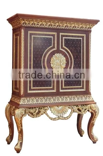 Exquisite Carved Wooden Side Cabinet/Curio Cabinet, Antique Palace Decorative Console Cabinet For Living Room photo-2