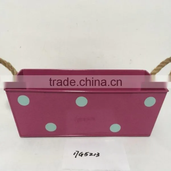 Cheap Galvanized Metal Iron Lead Free Livingroom Decorative Colorful White Square Growing Flowerpot photo-2