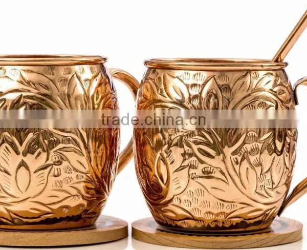 16 oz Solid Copper Moscow Mule Mug Copper Mule Mugs With Riveted Handle photo-2