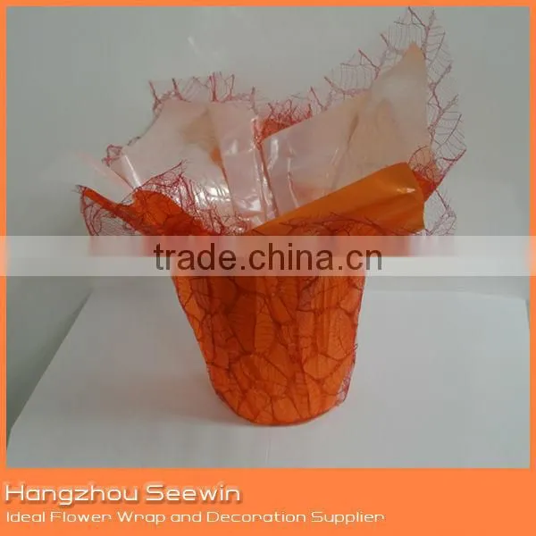 Decorative Pot Covers/bopp Pearlized Film Pot Cover With Mesh/garden Flower Pot photo-2
