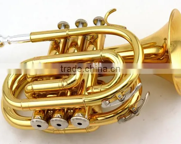 Chinese Cheap Gold Pocket Trumpet photo-4