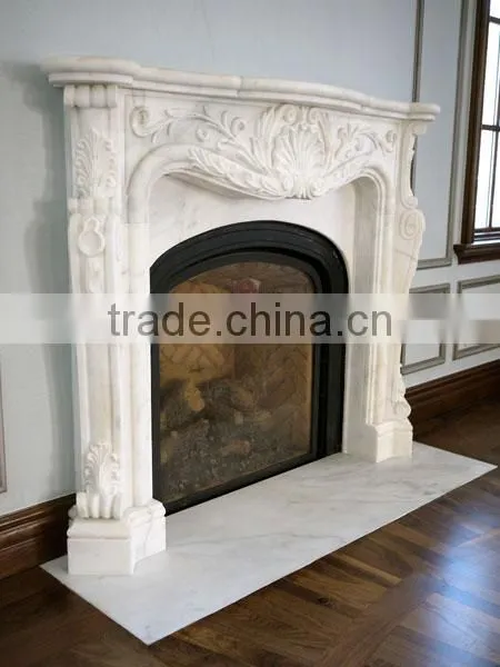 New Product Contemporary Indoor Home Decorationstone White Marble Fireplace photo-3