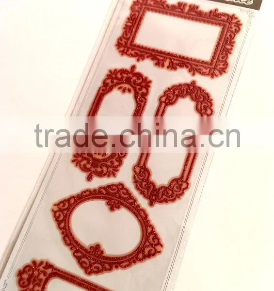 Red Colorway, Classic Glitter Lace Foam Sticker, Elegant Decorative Shinny Glitter Sticker photo-2