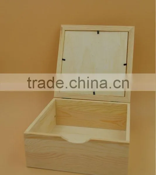 Unfinish Photo Frame Wood Box Wooden Treasure Chest Frame Box photo-2