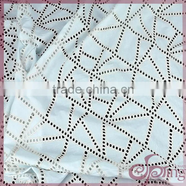 Geometric Cotton Embroidery Fabric, Hollow Out Embroidered Metallic Cotton Lace Fabric photo-2
