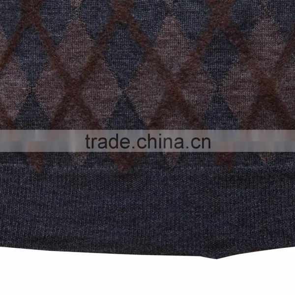 Men's Lana Wool Sweater Vest Withtwo-tone Diamond Patterns photo-4