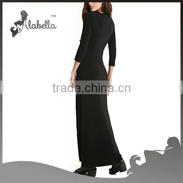Long Sleeve Maxi Dress With V Neck Muslim Women Long Dress photo-2