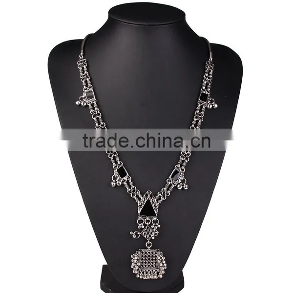 Vintage Ethnic Long Chain Silver Sweater Necklace Jewelry ,big Brand Jewelry photo-2