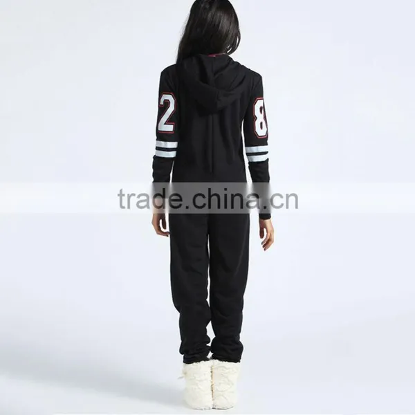 OEM Customized Fashion Adult Number Printed Front Zipper Onesie photo-2