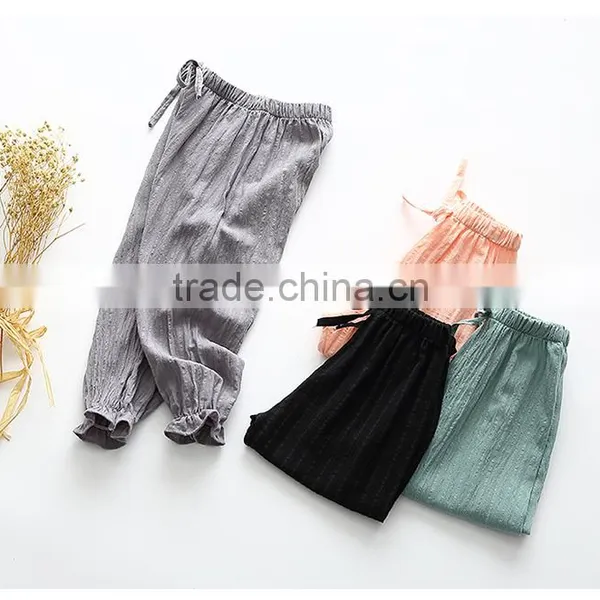 Boys and Girls Pure Color Cotton Lantern Pants Children's Clothing Wavy Striped Pants photo-2