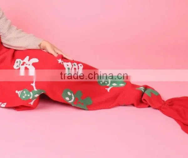 Customized Size and Color Christmas Green Knitted Mermaid Tail Blanket for Ladies photo-3