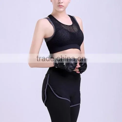 Polyester Hollow Patchwork Girs Push up the Sports Bra photo-2