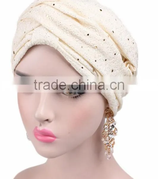 New Sequins Arabic Headscarf Hat Hat Scarf One Hat Muslim Hat photo-3