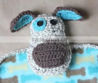 Hand Knitting Kits Fleece Puppy Dog Lovey Blanket Crochet Pattern photo-2