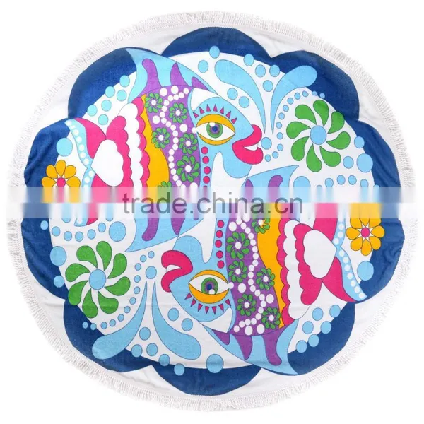 Stock Round Beach Towel With Tassel Cheap Turkish Beach Towel With Low Price photo-3