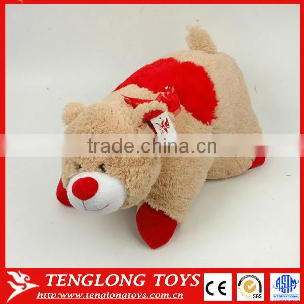 Different Animal Shapes Stuffed Bear Pillows Brown Plush Pillow With Applique