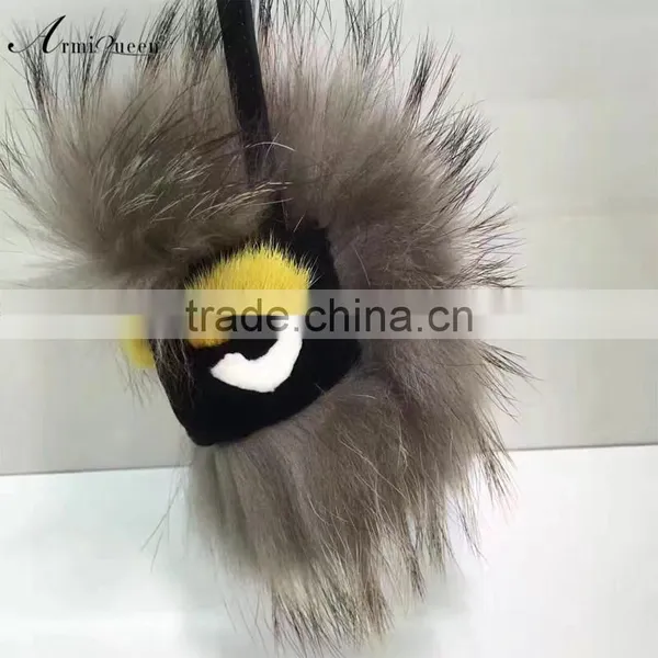 Raccoon Pendant Lovely Little Monster Raccoon Fur Pom Pom Keychain photo-2
