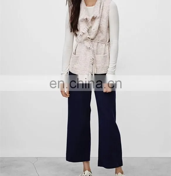 2015 Winter Italian Design Belt Raw Fringe Custom Tibet Sheep Fur Vest (NT6796) photo-2