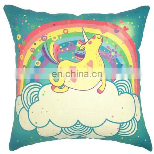 OEM Custom LOGO Colorful Cartoon Rainbow Unicorn Home Decor New Design Pillow Case Car Seat Cushion Cover photo-2