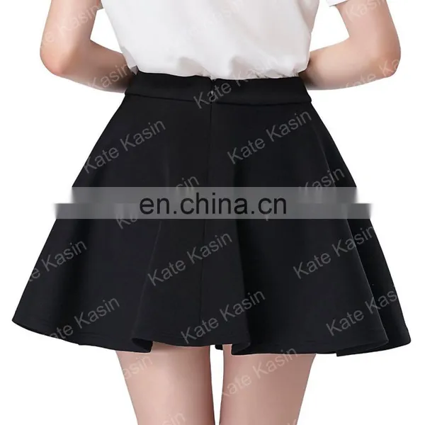 Kate Kasin Stock Womens Basic Black Stretchy Flared Skirt A-Line Skirt KK000665-1 photo-5