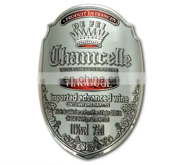 Factory Custom Metal Aluminum Printed 3D Wine Emblem Label With Good Sticker photo-4