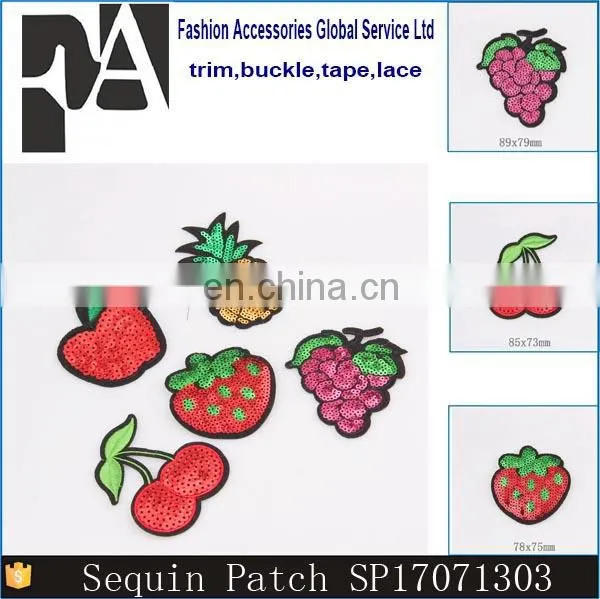 Custom Apple Grape Cherry Fruit Shape Sew On Sequins Embroidered Patch photo-6