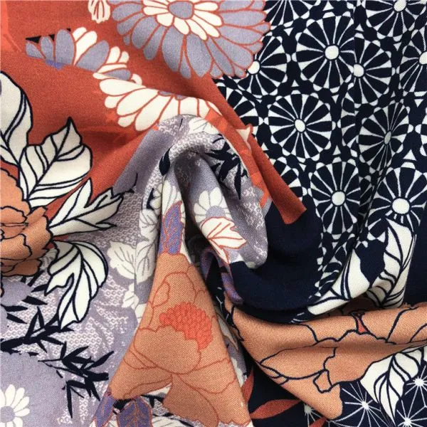 Latest Design Cheap Fancy Custom Digital Printed Rayon Silk Fabric photo-3
