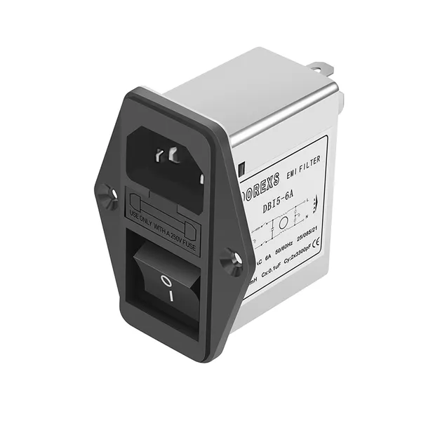 DBI5 IEC Inlet EMI Filter with Fuse and Rocker Switch 1A 3A 6A 10A 250V AC Single Phase Power Entry RFI Noise Filter for Industrial Equipment | DOREXS