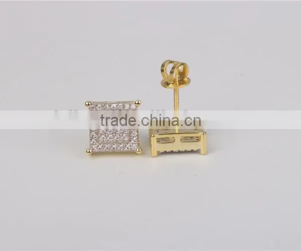Hip Pop Jewelry Fashion Stud Earring 925 Silver Square Shape photo-4