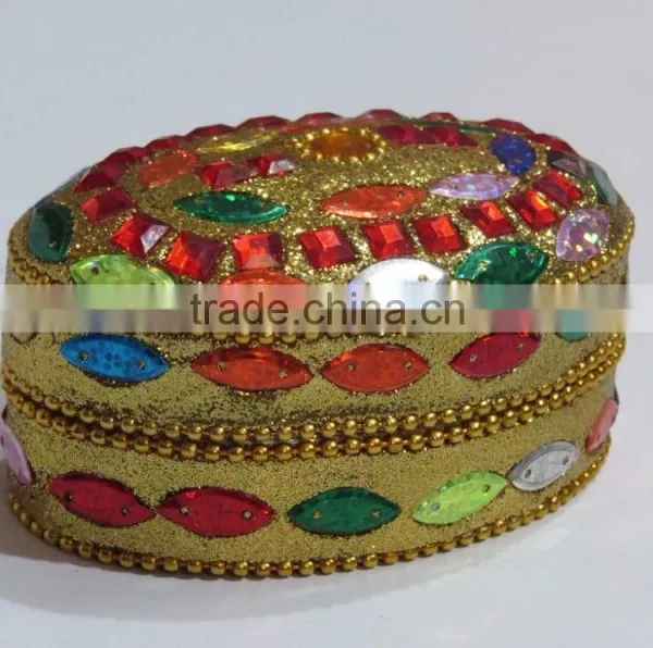 Handcrafted Trinket Oval Box Antique Jewelry photo-3